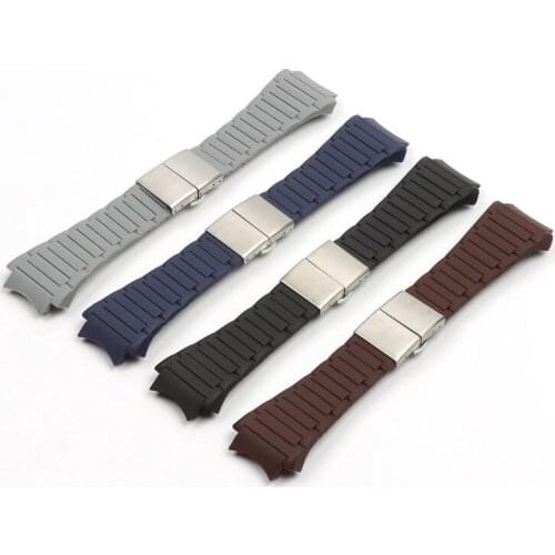 Qualiy 24x33mm watchband soft silicone rubber belt for Porsche strap design blue black brown Watch Band 6620 free tools buckle