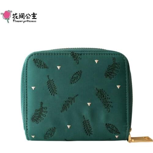 Flower Princess Nylon Embroidery Floral Short Wristlet Clutch Wallet Women Purse Ladies Bags with Card Holder Small Handbag