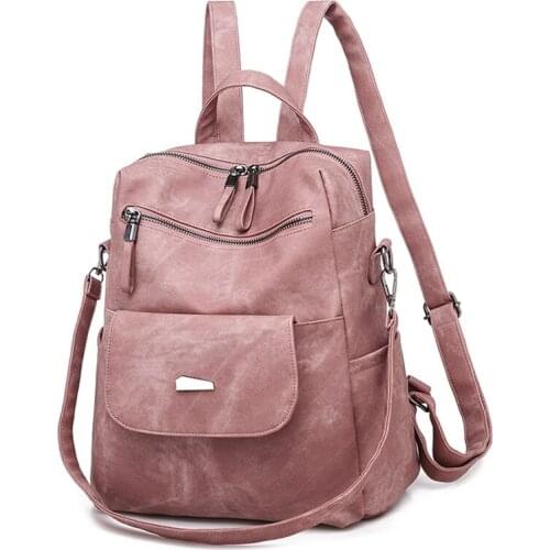 2021 New Women Backpacks Multifunction Female PU Leather Large Capacity Backpack For Teenage Girls School Bag Sac A Dos Mochila
