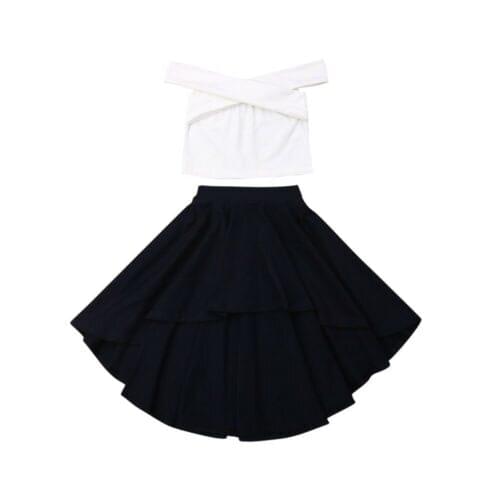 Toddler Girl Clothes 2019 Summer Kids Baby Girls Sleeveless Off Shoulder Vest Tops+Skirts 2pcs Outfits Formal Clothes 1-5Y