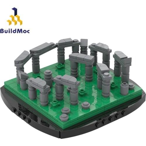 BuildMoc City Buildings Modular House Stonehenge Architecture Building Blocks MOC City Bricks Toys For Children