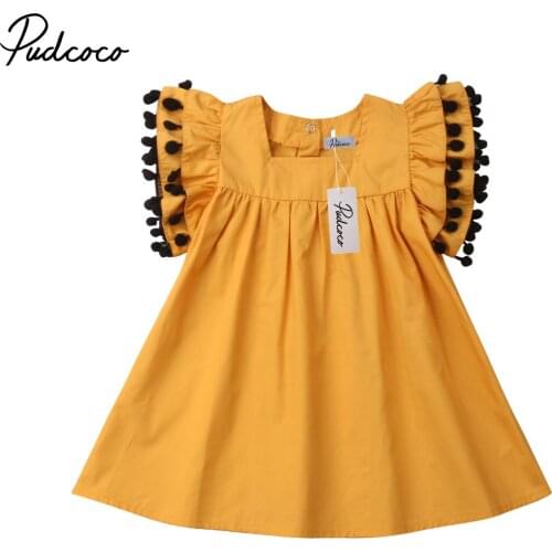 Pudcocco Toddler Kids Girls Tassel Princess Party Pageant Dress Clothes Sundress 1-6T