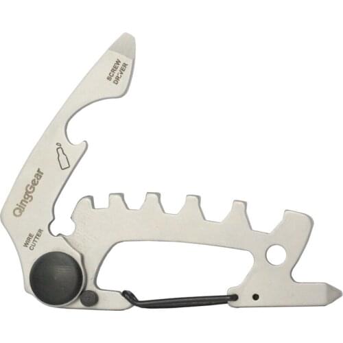 QingGear Multifunction Pocket Tool Carabiner Screw Driver Wrench Bottle Opener Wire Cutter Survival Kit Cool Gadget EDC Tool