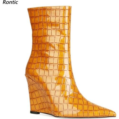 Rontic Women's Wedge Ankle Boots