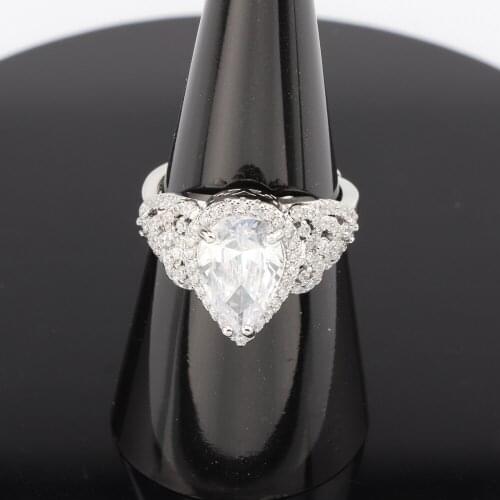 Luxury Dainty Water Drop Finger Rings Adjustable Size Inlay Dazzling Big Zircon For Women Wedding Party Jewelry Statement Gifts