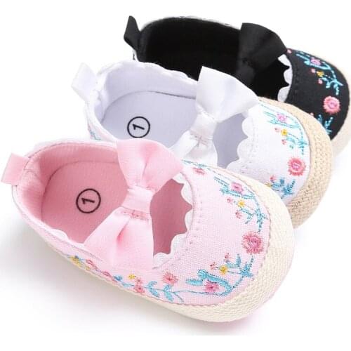 Spring Kids Girls Vintage Princess Embroidery Cute Bowknot Casual Baby Anti-skid Shoes New