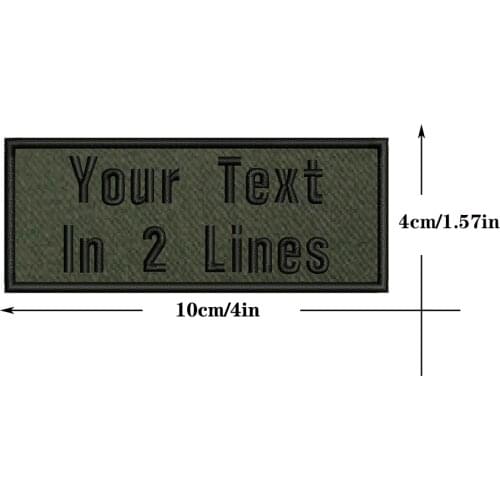 Army green background 10X4cm Embroidery Custom Name Text Patch Stripes badge Iron On Or Sew On Or Velcro Backing Patches