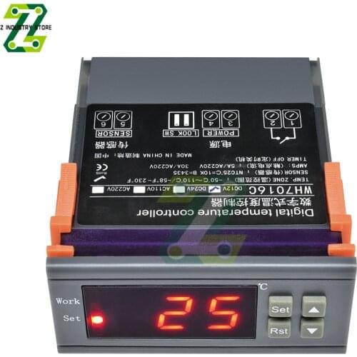 WH7016C Thermostat DC 12V 24V AC 220V 10A Digital LCD Thermostat Regulator Temperature Controller With NTC Sensor