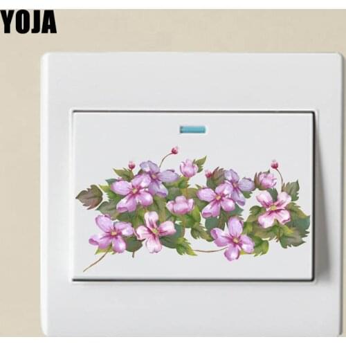 YOJA Beautiful Purple Cute Small Flower Swith Decal Flower Design Fashion Colorful Cartoon Plant PVC Wall Sticker 13SS0020