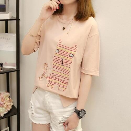 2020 Summer New T-Shirts for Women Cat Cartoon Fashion Female T-Shirt Short Sleeve T Shirt Women Plus Size Ropa Mujer Tops