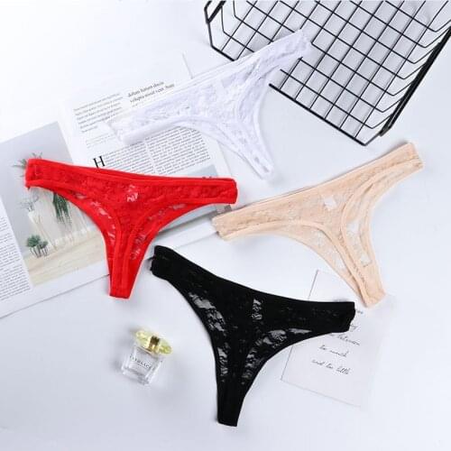 Womens Thong Pants Sexy Lace Panties Low Waist Seamless Briefs Fashion Mesh Hollow Out G-String Female Lingerie Thongs Sexy