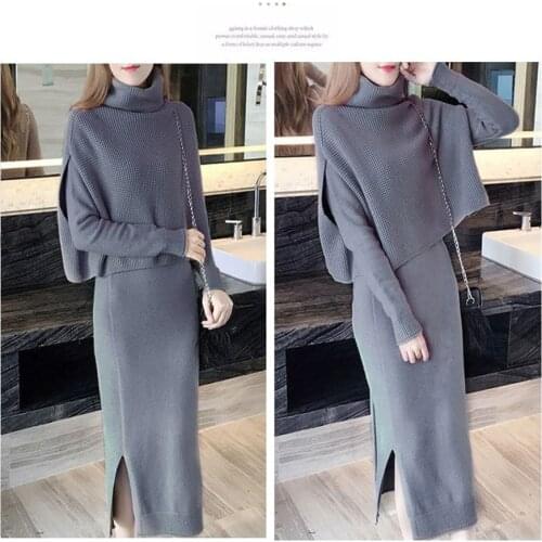 2020 New Womens sweaters Knitting Package Hip Fishtail Skirts 2 Piece Sets Spirng Auntmun Female Dresses knitted Suit