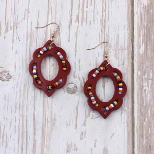 ZWPON 2019 New Chandelier Leather Moroccan Earrings Colorful Seed Beaded Threader Leather Earrings Jewelry Wholesale