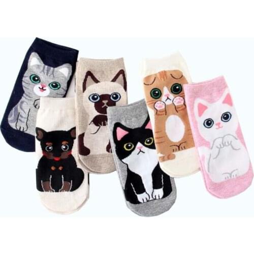 1 Pairs Women Cartoon Ankle Socks Spring Summer And Autumn Colorful Cotton Sock Womens AnD Lady Fun Animal Short Socks