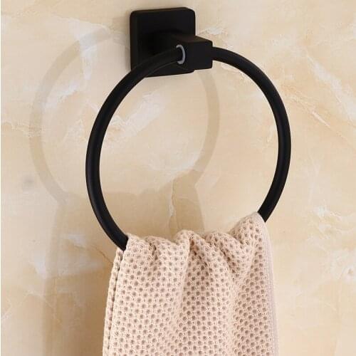 1PC New Rust Proof Stainless Steel Bathroom Accessories Wall Mount Single Towel Bar Towel Ring Towel Holder In Matt Black Finish