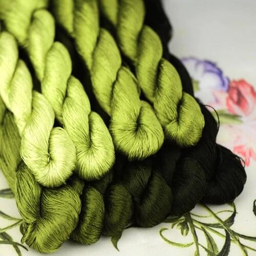 1pcs 100% silk thread hand embroidery embroider cross stitch 400m silk embroidery thread bean green 10 pure colors