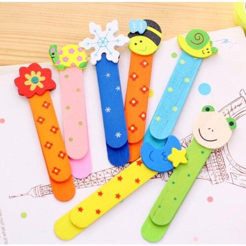 10pcs/lot Lovely Cartoon Bookmarks Scale Child Wooden Bookmark Colorful Cute Animals School Office Stationery for Student Gift
