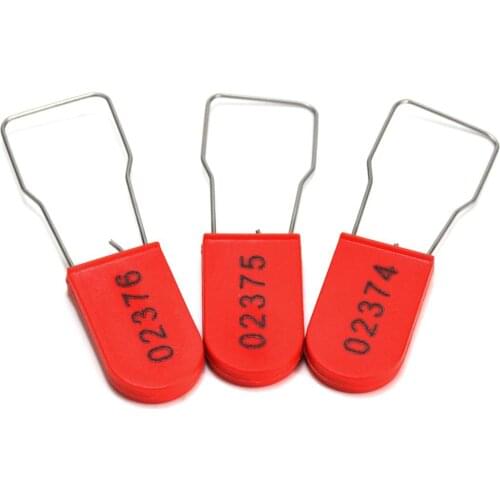 100 Plastic Padlock Security Seal with Metal Wire Numbering Safety Tag Tamper Proof Lock Red