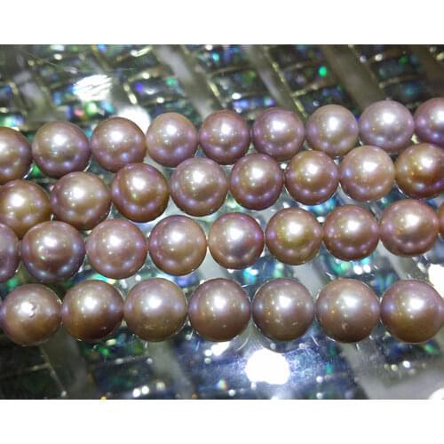 16 inches 10-11mm AA+ Natural Lavender Round Freshwater Pearl Loose Strand