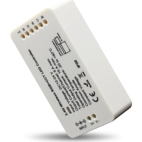 2.4G RF RGB+CCT LED Controller;6-zone Touch Screen remote control;DC12-24V/3A*5CH output