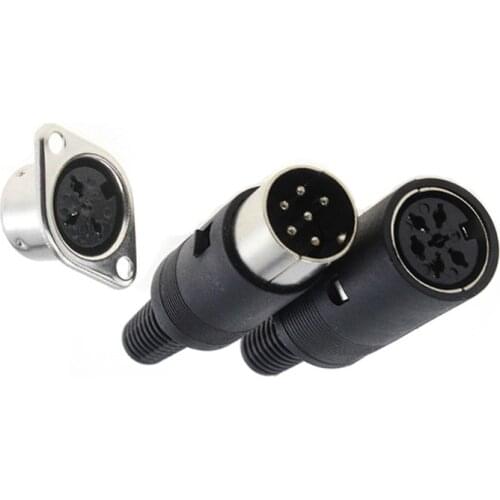 2pcs(1 pair) Male Female S Type DIN 3/4/5/6/7/8 Pin Power Plug Connectors Hulled Panel Mount Chassis Solderless Keyboard Jack