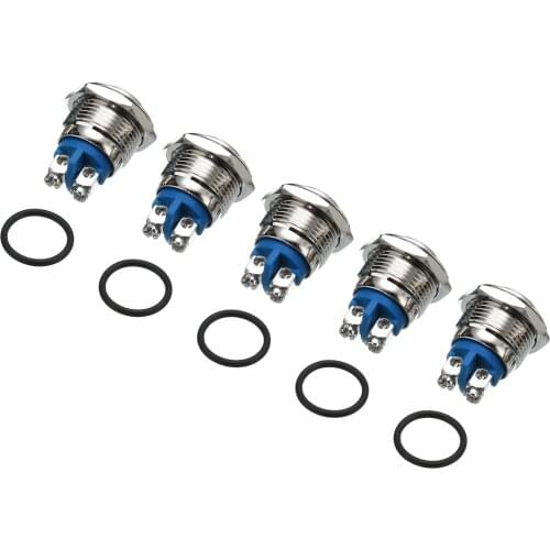 5pcs Horn Push Button Switch 3A/250V 16mm Automatic Reset Waterproof Switch Momentary Nickel Plated Brass Push Button Switch