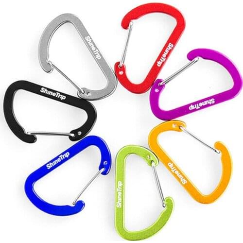 6PCS Aluminum Alloy Carabiner Keychain D Shape Outdoor Camping Climbing Hiking Survival Tools Lock Buckle Bottle Hook