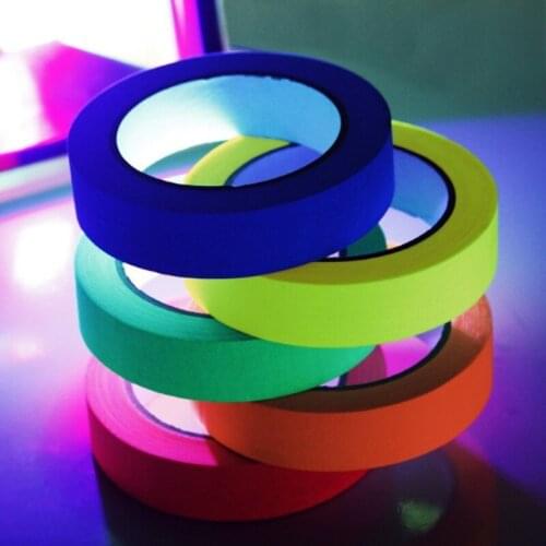 6pcs/Set Self Adhesive Wall Sticker Fluorescent Tape Stage Layout Safety Warning Glow In The Dark Tape UV Neon Gaffer Home Decor