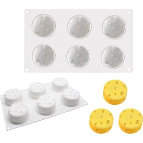 6PCS Creative Round Cheese Silicone Home Decoration Scented Candle Molds DIY Plaster Chocolate Soap Making Supplies