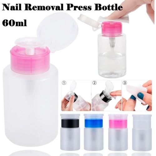 60ml Mini Pump Dispenser Empty Bottle Nail Remover Cleaner Liquid Container Storage Pressure Bottle Squeeze Bottle nail art tool