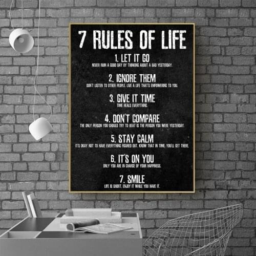 7 Rules of Modern Life Inspirational Posters and Observe Your Ideas, Prints, Wall Art Pictures, Living Room Home Decoration