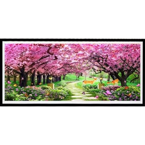 Diy Diamond Painting Cherry blossoms and fawn Cross Stitch Kits Full square 5d Diamond Embroidery Mosaic Home Decor Y2393