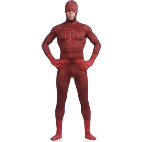 Freeshipping Red Daredevi Spandex Superhero Costume for Halloween