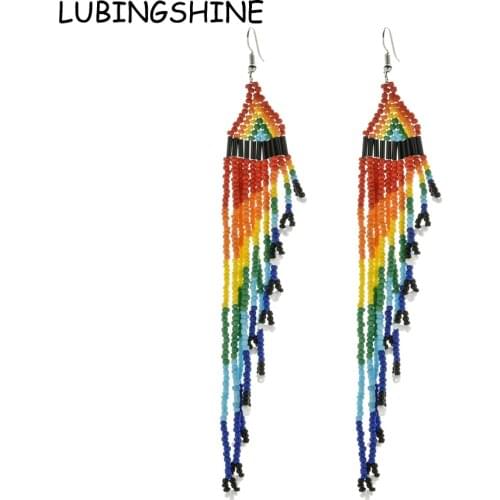 Bohemian Handmade Multi Beaded Long Tassel Earrings For Women Seed Bead Statement Dangle Earrings Ethnic Jewelry
