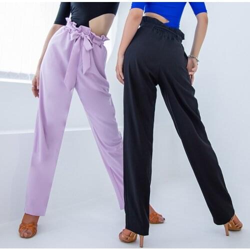 New Latin Dance Pants Women Adult Long Practice Pants Professional Rumba Dancewear Tango Training Trousers Samba Pants DWY6148