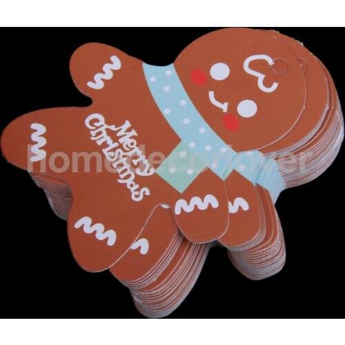 48-50pc Chrismas Gingerbread Man Shape Paper Hang Tags Label Card Favor Gift