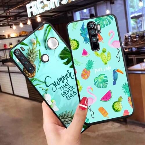 Summer pineapple flowers Beach Shells Starfish black TPU soft phone case for Redmi Note5 Note6Pro Note7 Note8 Note9 ProMax cover