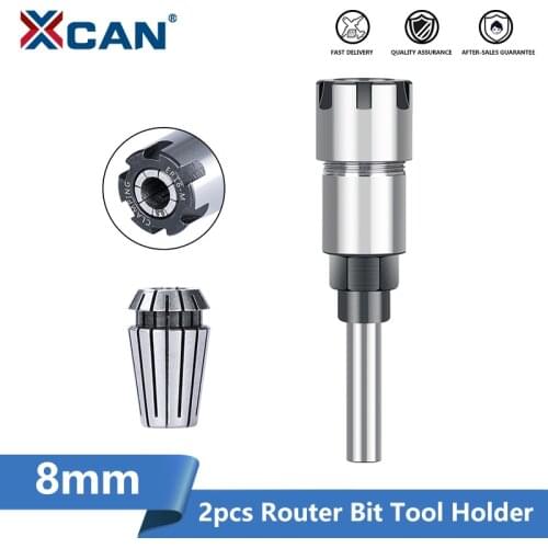 XCAN Tool Holder for Wood Router Bit ER 16 20 Spring Collet Chuck & 8mm Shank Milling Cutter Extension Rod Milling Tool Holder