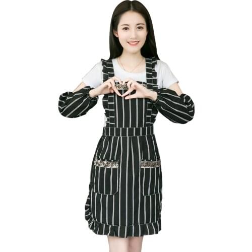 Double Cotton Apron Customized Logo Restaurant Kitchen Milk Tea Coffee Shop Painting Workwear Sleeveless Kitchen Apron