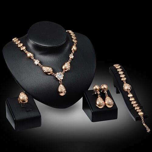 HOT! Banquet Flower Waterdrop Pendant Collar Necklace Bracelet Ring Earrings Set AQPF