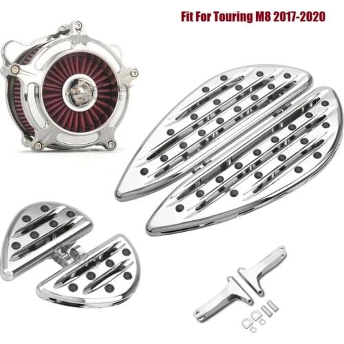 Chromed Deep edge cut Floorboards Foot peg Air Cleaner Fit For harley 2017-2020 FLHXSE CVO Street Glide road king M8 FLHX FLHR F