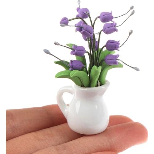 Artificial Green Fake Plant Flower In Pot Fairy Garden Doll Houses Toy 1/12 Scale Dollhouse Mini Dollhouse Miniature