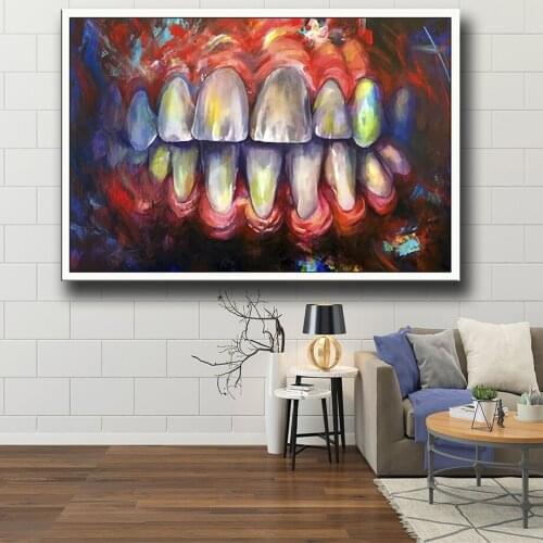 Home Decoration Canvas Painting HD Prints 1 Pieces Abstract Teeth Wall Art Modular Pictures Living Room Framework Artwork Poster