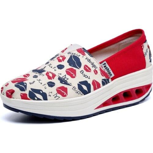 Hot Sale Fitness Shoes Women Swing Wedges Platform Zapatos Mujer Canvas Trainers Shoes Woman Breathable Women Sneakers XKD7120