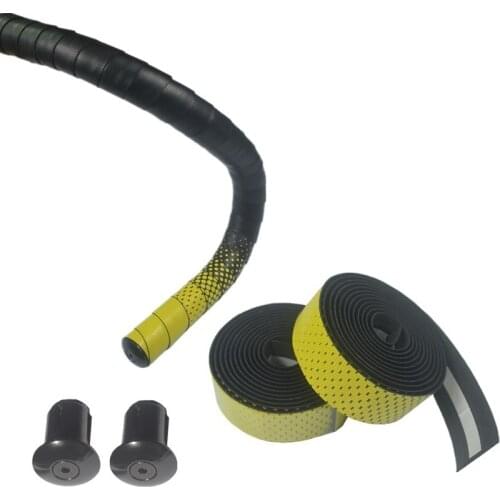 PU+EVA Bicycle Handlebar Tape Gradient Anti-slip Bike Handle Grip Wrap Belt With 2 Bar Plugs MTB Bikes Cork High Quality RR7190