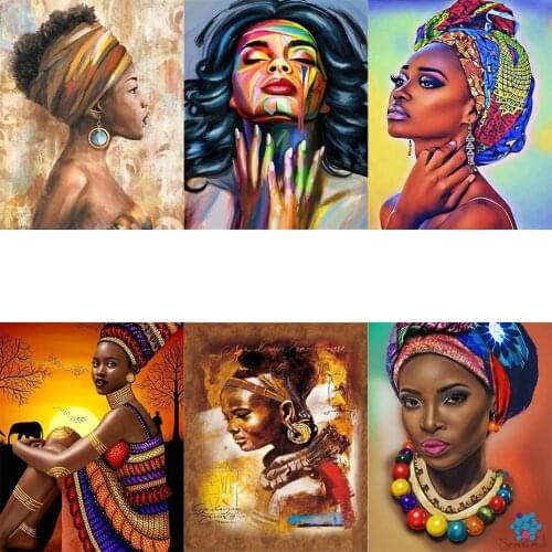FSBCGT African Woman Acrylic Oil Painting By Numbers Pictures Hand Painted For Adults Canvas Art DIY Gift Home Decor