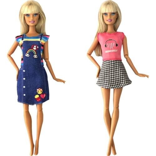 NK Two Set Doll Casual Dress Beautiful Handmade Party Clothes Generous Fashion Dress For Barbie Doll Best Girls Gift 42B 6X