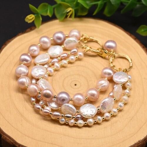Natural Fresh Water Baroque Pearl Multilayer Charm Bracelet For Women Party Birthday Gift Original Design Jewellery Accesorios