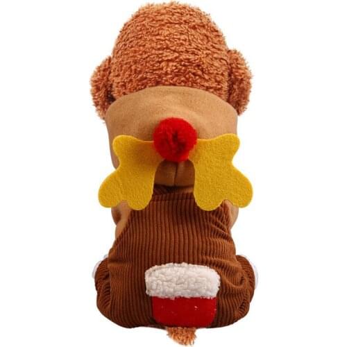 Pet dog clothing cat clothing autumn and winter Plush Warm Dog cotton padded elk breeches