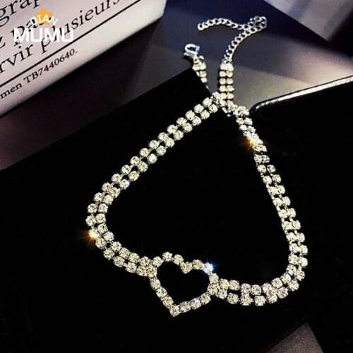 Heart Shaped Initial Pendant Necklace Silver Tennis Chain Necklace Womens Fashion Declaration Wedding Banquet Jewelry